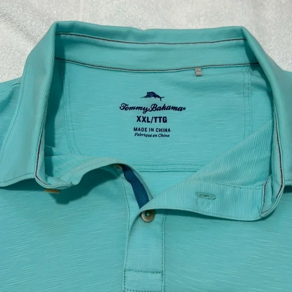 Tommy Bahama Men's Aqua Polo Shirt - Picture 2 of 4